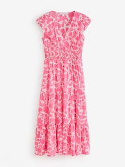 Finery Pink Mattie V-Neck Tiered Midi Dress - Image 4 of 4