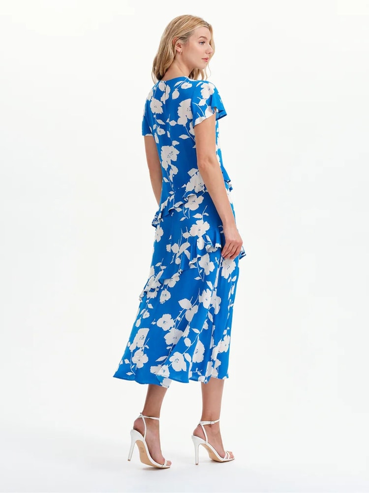 Albastru - Finery Sierra Asymmetric Ruffle Midi Dress - Imaginea 2 din 6 Albastru - Finery Sierra Asymmetric Ruffle Midi Dress - Imaginea 2 din 6