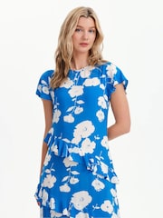 Albastru - Finery Sierra Asymmetric Ruffle Midi Dress - Imaginea 5 din 6