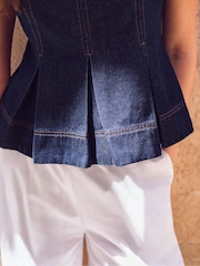 Ro&Zo Blue Denim Peplum Top - Image 5 of 5