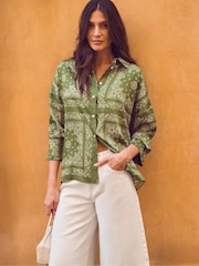 Ro&Zo Green Scarf Print Shirt - Image 3 of 5