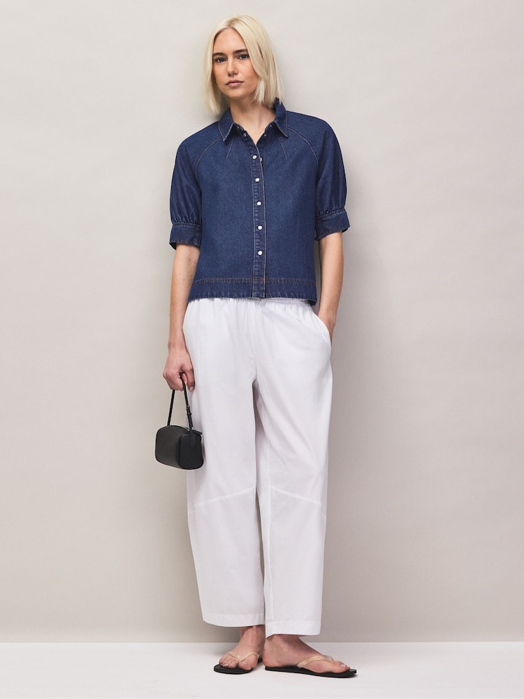 Ro&Zo Blue Denim Puff Sleeve Shirt - Image 2 of 7 Ro&Zo Blue Denim Puff Sleeve Shirt - Image 2 of 7