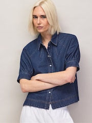 Ro&Zo Blue Denim Puff Sleeve Shirt - Image 3 of 7