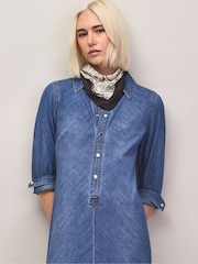 Ro&Zo Blue Petite Denim Bias Shirt Dress - Image 2 of 7