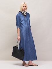 Ro&Zo Blue Petite Denim Bias Shirt Dress - Image 4 of 7