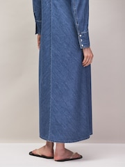 Ro&Zo Blue Petite Denim Bias Shirt Dress - Image 5 of 7
