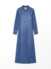 Ro&Zo Blue Petite Denim Bias Shirt Dress - Image 7 of 7
