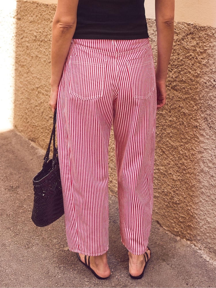 Ro&Zo Red Stripe Petite Zebra Print Barrel Leg Jeans - Image 2 of 6