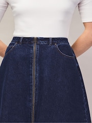 Ro&Zo Blue Petite Zip Detail Denim Maxi Skirt - Image 4 of 7