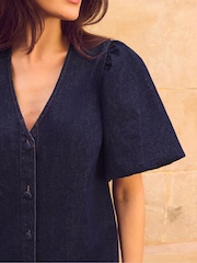 Ro&Zo Denim Knapphål Mini Klänning - Bild 4 av 5