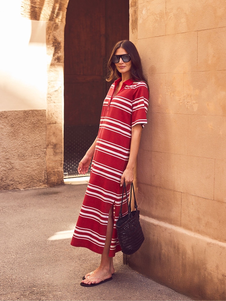 Ro&Zo Red Stripe Cotton Rugby Shirt Dress - Image 2 of 6