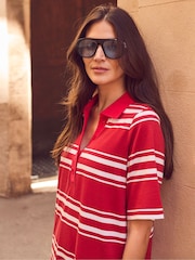 Ro&Zo Red Stripe Cotton Rugby Shirt Dress - Image 4 of 6