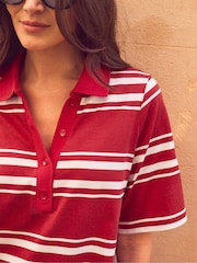 Ro&Zo Red Stripe Cotton Rugby Shirt Dress - Image 5 of 6
