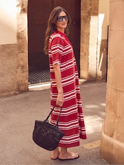 Ro&Zo Red Stripe Cotton Rugby Shirt Dress - Image 6 of 6