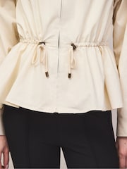 Ro&Zo Cream Drawstring Waist Water Resistant Jacket - Image 3 of 9