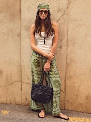Ro&Zo Green Petite Scarf Print Trousers - Image 1 of 6