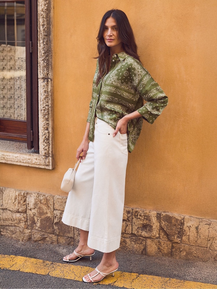 Ro&Zo White Petite Denim Culottes - Image 1 of 4