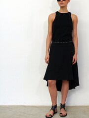 Religion Black High Low Midi Skirt In Light Crepe With Studded Waist - Image 3 of 5