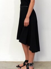 Religion Black High Low Midi Skirt In Light Crepe With Studded Waist - Image 4 of 5