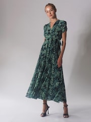 Religion Green Wrap Maxi Dress With Full Skirt And V Neck In Abstract Print - Image 5 of 5