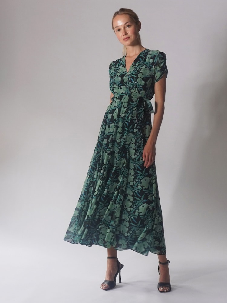 Religion Green Wrap Maxi Dress With Full Skirt And V Neck In Abstract Print - Image 5 of 5