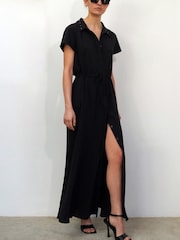 Religion Black Utility Inspired Maxi Shirt Dress With Patch Pockets - Image 1 of 5