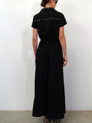 Religion Black Utility Inspired Maxi Shirt Dress With Patch Pockets - Image 2 of 5