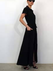Religion Black Utility Inspired Maxi Shirt Dress With Patch Pockets - Image 3 of 5