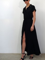 Religion Black Utility Inspired Maxi Shirt Dress With Patch Pockets - Image 4 of 5