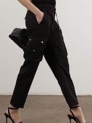 Religion Black Utility Inspired Trouser With Multiple Pockets In Soft Crepe - Image 2 of 5