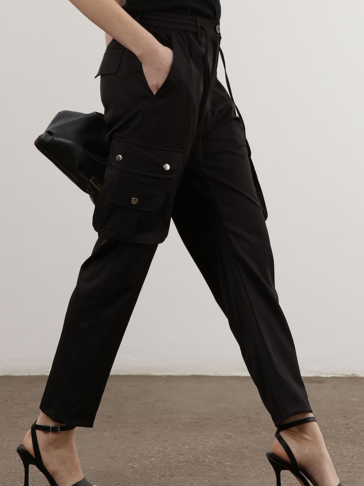 Religion Black Utility Inspired Trouser With Multiple Pockets In Soft Crepe - Image 2 of 5