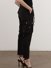 Religion Black Utility Inspired Trouser With Multiple Pockets In Soft Crepe - Image 3 of 5
