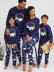 Society 8 Navy Forest Polarbear Matching Family Christmas Forest PJ Set - Image 1 of 5