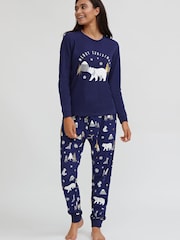 Society 8 Navy Forest Polarbear Matching Family Christmas Forest PJ Set - Image 2 of 5