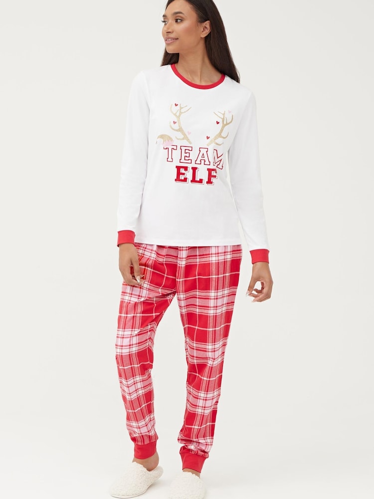 Society 8 Red Reindeer Team Matching Family Christmas PJ Set - Image 2 of 5