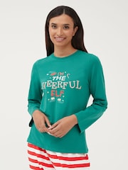 Society 8 Green Elf Matching Family Elf Christmas PJ Set - Image 4 of 5