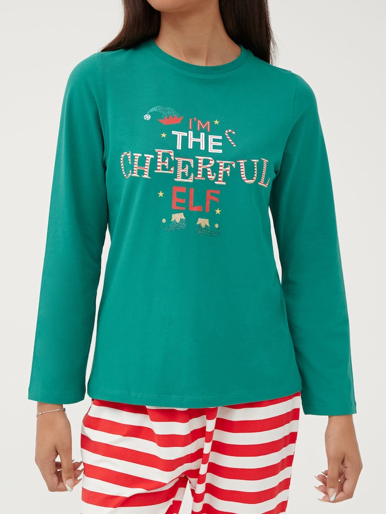 Society 8 Green Elf Matching Family Elf Christmas PJ Set - Image 5 of 5