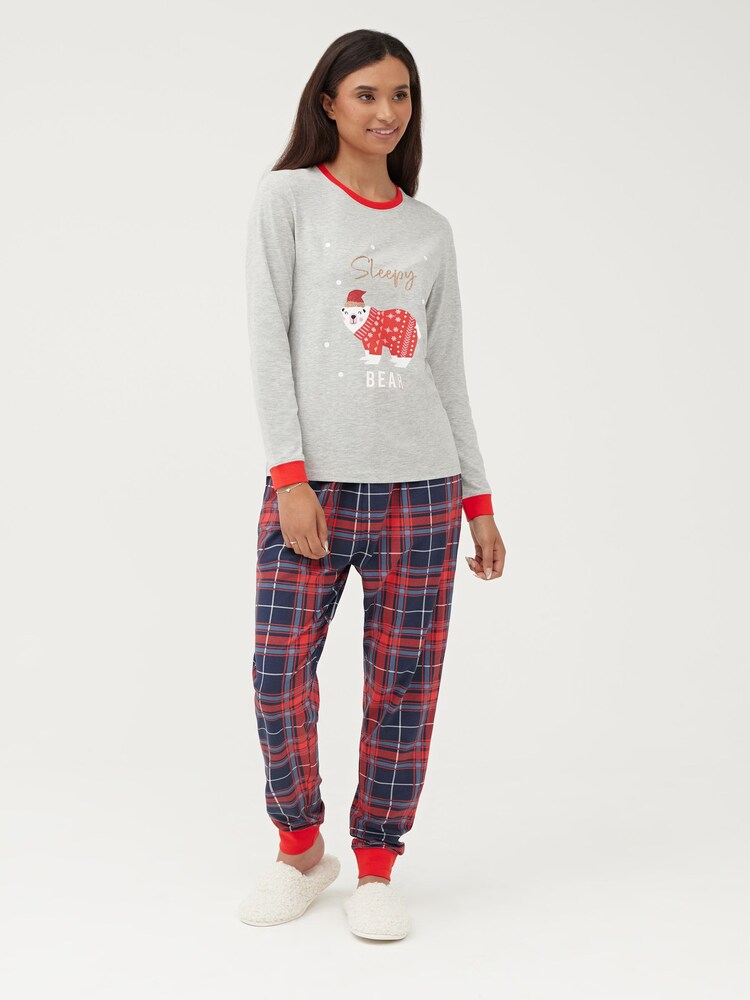 Society 8 Red Bearly Awake Matching Family Bear Christmas PJ Set - Image 1 of 5