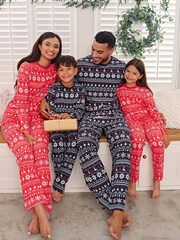 Society 8 Navy Fairisle Matching Family Fairisle Christmas PJ Set - Image 1 of 5