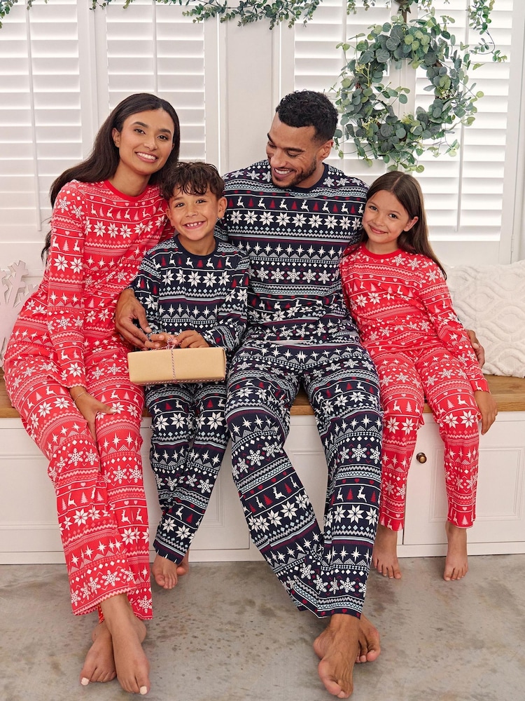 Society 8 Navy Fairisle Matching Family Fairisle Christmas PJ Set - Image 1 of 5