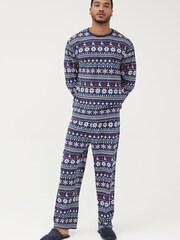 Society 8 Navy Fairisle Matching Family Fairisle Christmas PJ Set - Image 2 of 5