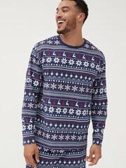 Society 8 Navy Fairisle Matching Family Fairisle Christmas PJ Set - Image 4 of 5