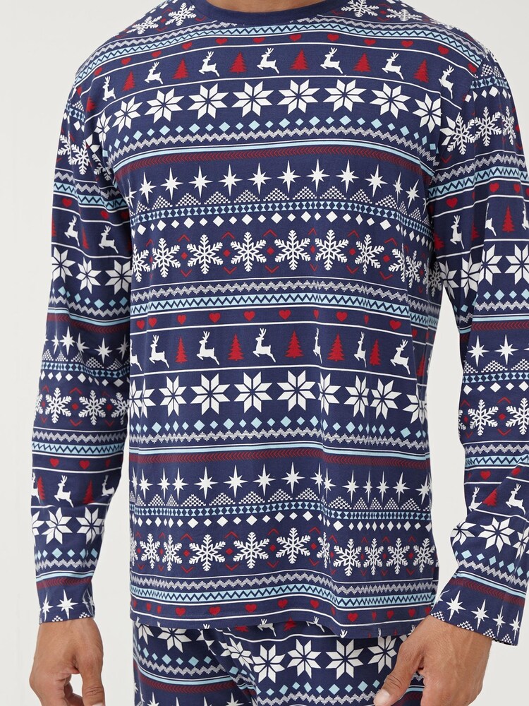 Society 8 Navy Fairisle Matching Family Fairisle Christmas PJ Set - Image 5 of 5