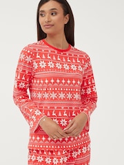 Society 8 Mix Red Matching Family Fairisle Christmas PJ Set - Image 4 of 5