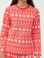 Society 8 Mix Red Matching Family Fairisle Christmas PJ Set - Image 5 of 5