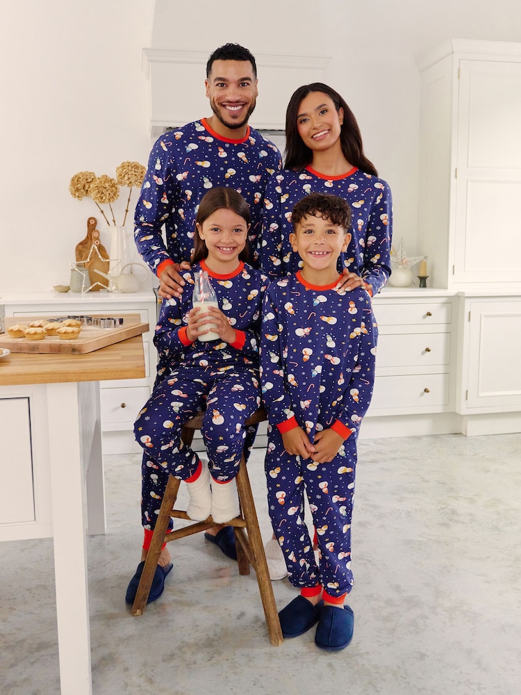Society 8 Navy Snowman Matching Family Snowman Christmas PJ Set - Image 1 of 5