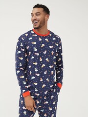Society 8 Navy Snowman Matching Family Snowman Christmas PJ Set - Image 4 of 5