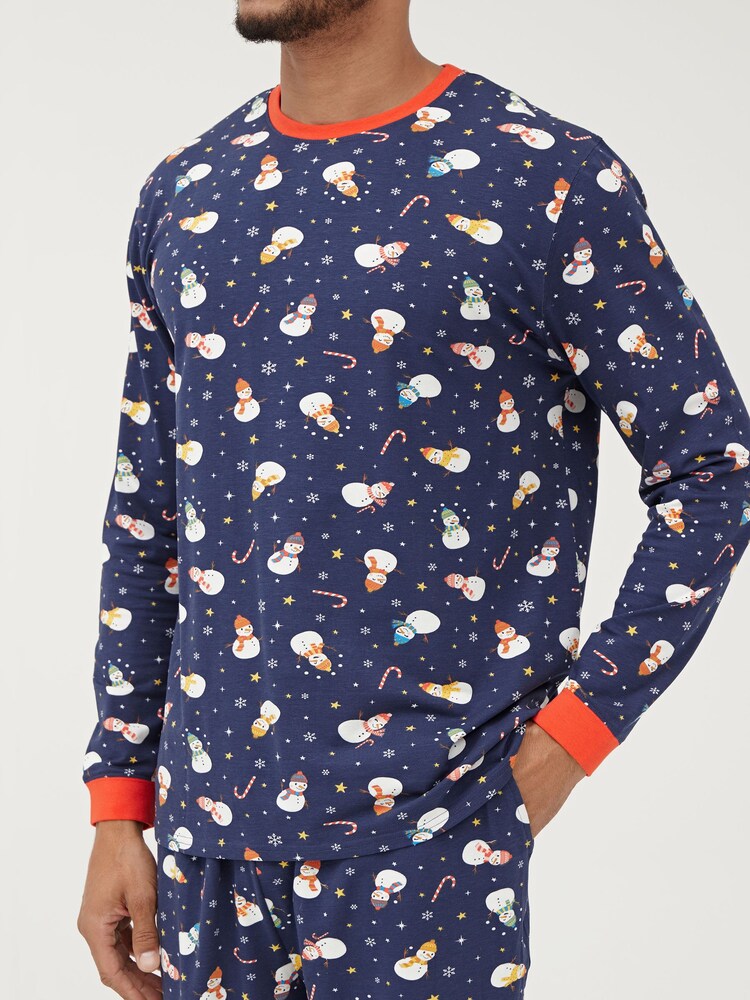Society 8 Navy Snowman Matching Family Snowman Christmas PJ Set - Image 5 of 5