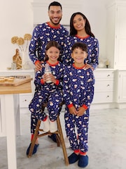 Society 8 Navy Snowman Matching Family Snowman Christmas PJ Set - Image 1 of 5