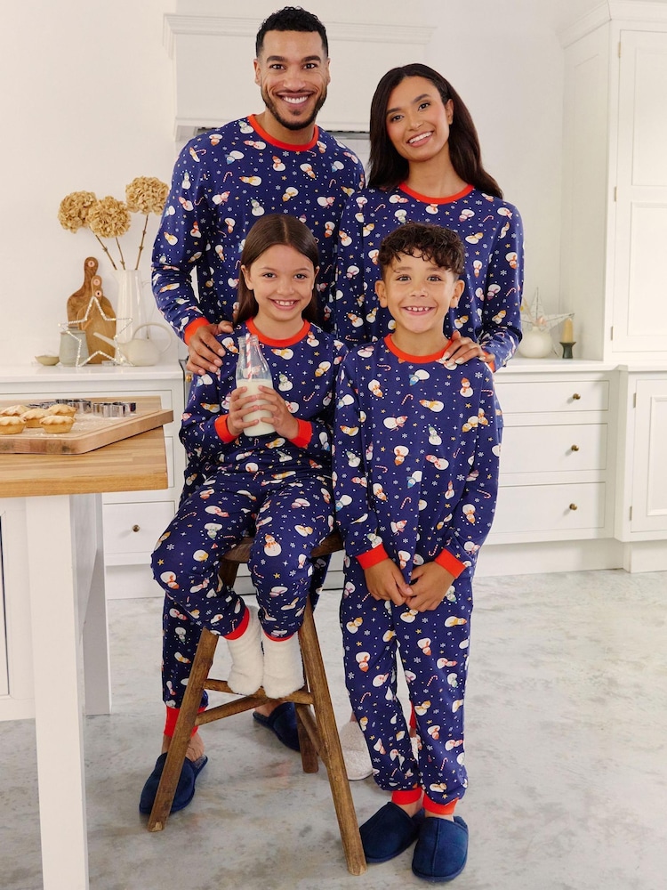 Society 8 Navy Snowman Matching Family Snowman Christmas PJ Set - Image 1 of 5 Society 8 Navy Snowman Matching Family Snowman Christmas PJ Set - Image 1 of 5
